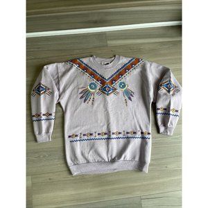 Vintage Lifestyles 90s Aztec Mexican Purple Sweatshirt Adult One Size‎ Made USA